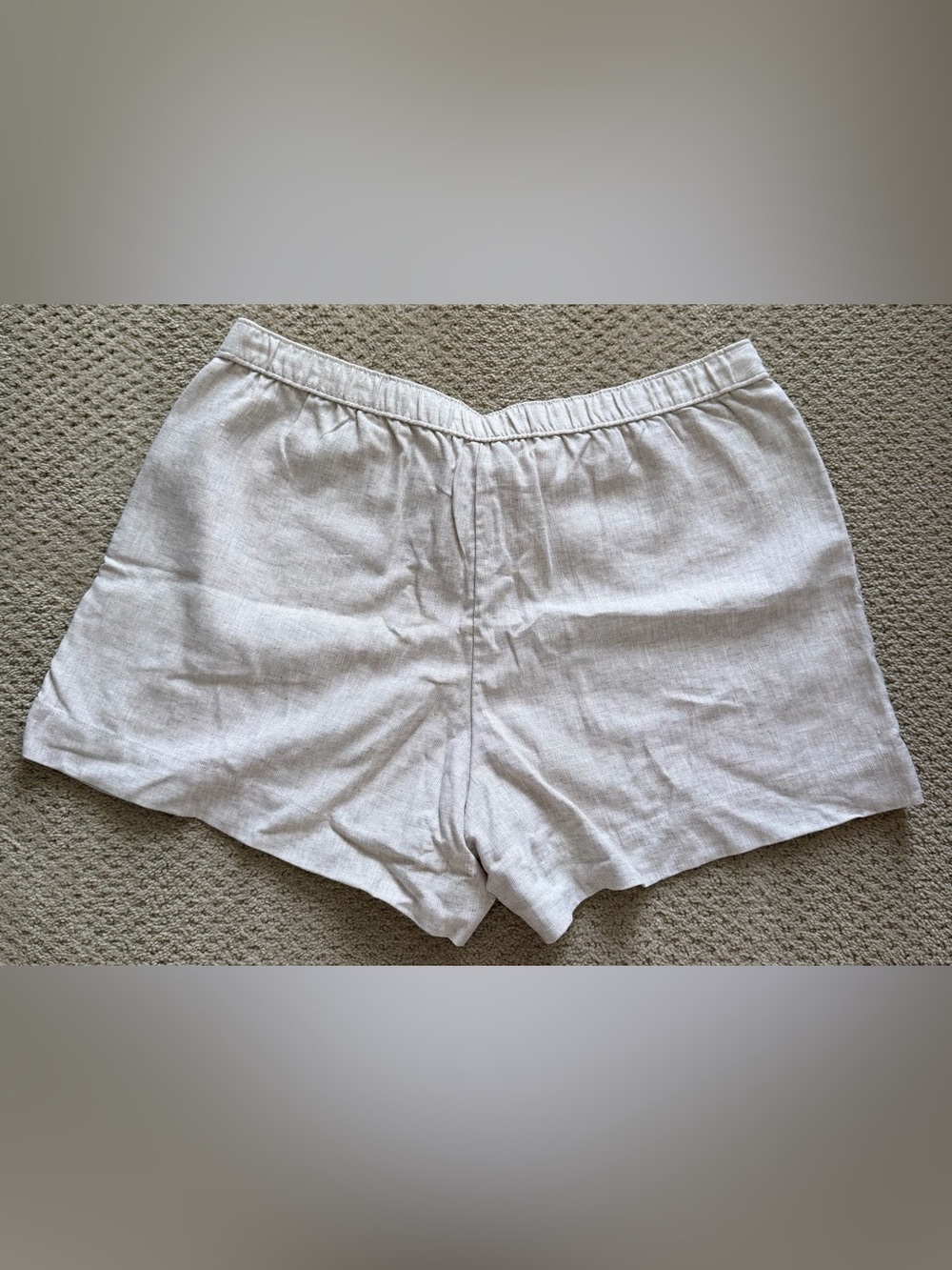 Abercrombie & Fitch Women's Oatmeal Drawstring Linen Shorts - Picture 4 of 5